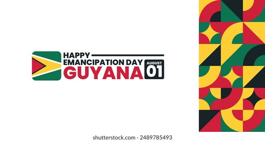 Emanzipationstag in Guyana, 1. August, geeignet für Social Media Post, Kartengruß, Banner, Vorlage Design, Druck, geeignet für Veranstaltung, Website, Vektorgrafik, mit Fahne von Guyana Illustration.