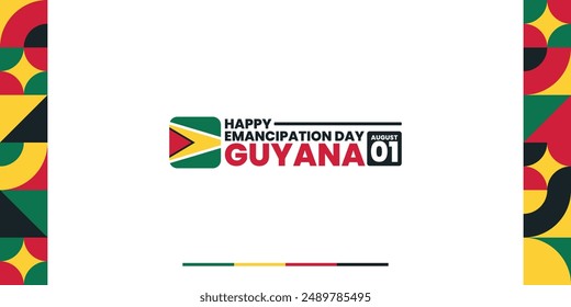 Emanzipationstag in Guyana, 1. August, geeignet für Social Media Post, Kartengruß, Banner, Vorlage Design, Druck, geeignet für Veranstaltung, Website, Vektorgrafik, mit Fahne von Guyana Illustration.