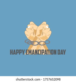 
Emancipation Day, Human hands and broken chains with symbols of Independence Day, Vector illustration, Juneteenth Day, Liberation Day United States of America
