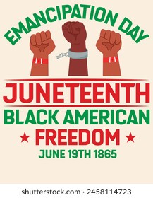 Emancipation day Juneteenth black American freedom June 19th 1865 Graphic Design