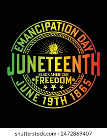 EMANCIPATION DAY JUNETEENTH BLACK AMERICAN FREEDOM JUNE 19TH 1865 TSHIRT DESIGN