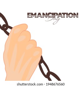 Emancipation Day, Liberation Day poster design with hand.