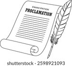 Emancipation Proclamation and Feather Pen, Juneteenth Coloring Page for Kids