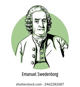 Emanuel Swedenborg was a Swedish natural scientist, Christian mystic, theosophist, and inventor. Hand drawn vector illustration