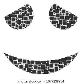 Embarassed Smile mosaic icon of rectangles and round items in variable sizes. Vector items are composed into embarassed smile collage design concept.