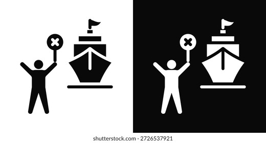 Estilo blanco y negro del fondo del icono del embargo