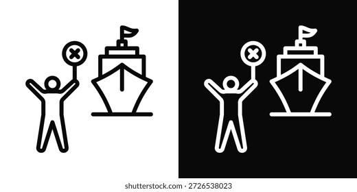 Estilo blanco y negro del fondo del icono del embargo
