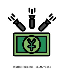 Embargo mini illustration colored outline icon, use for trade wars, economy, business, finance, economic competition, UI, UX kit, app and web development, digital or print.