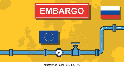 Embargo on Russian gas concept colorful vector illustration.