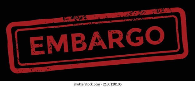 Embargo, roter Grunge-Kautschuk-Stempel, weißer Hintergrund, Vektorgrafik 