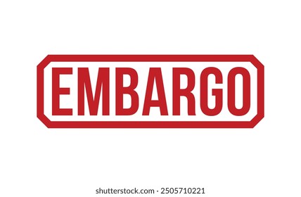 Sello de goma rojo del embargo en el fondo blanco. Signo de sello de embargo. Sello de embargo.