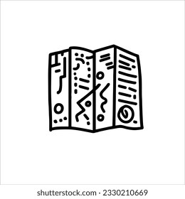 Embark on an adventurous journey with this black and white doodle of a map, highlighting a captivating traveling route. Explore, discover, and let wanderlust guide your path.