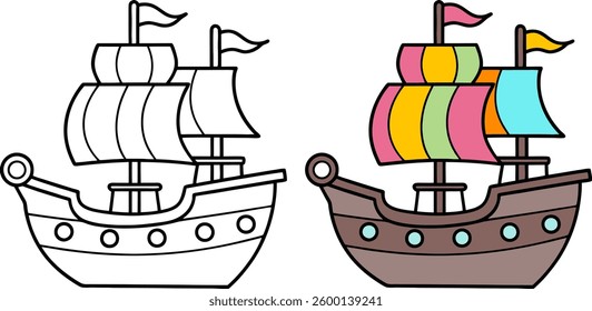 Embark on a colorful voyage! This sea ship coloring book takes kids on a creative journey with fun and detailed ship designs