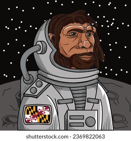 Embarque en un viaje cósmico con esta cautivadora ilustración vectorial titulada "Vector espacial ape". Esta obra de arte visualmente llamativa combina perfectamente lo salvaje y lo celeste, con un majestuoso mono en