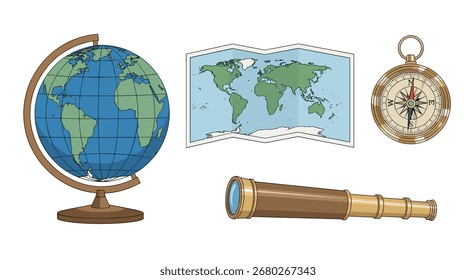 Embark on an exciting journey of discovery with this collection of vintage travel essentials, perfect for inspiring adventure and exploration.