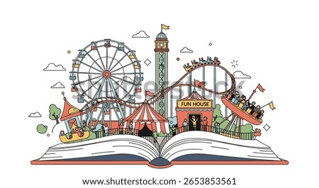 Embark on an imaginative journey through an enchanted storybook amusement park adventure