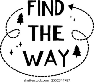Embark on an inspiring journey through the wilderness, following a dotted arrow that guides you towards new paths and opportunities
