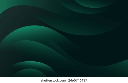Embark on a visual journey with abstract gradient wave background. Dark green waves create a captivating atmosphere. Ideal for websites, social media, advertising, and presentations