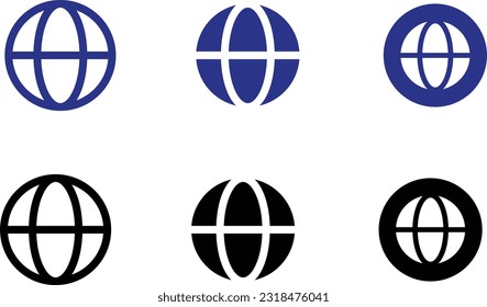 Embark on a visual journey across continents with this captivating set of global icons, infused with a striking combination of deep blue and sleek black tones.