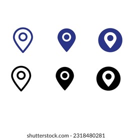 Embark on a visual journey with this captivating collection of location icons, where the dynamic blend of deep blue and sleek black hues adds a touch of elegance to maps, and navigation systems.