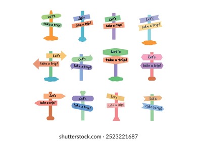 Embark on a Visual Journey with Trip Text Vector Signposts Art Collections