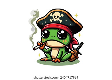 ¡Embarque en una aventura caprichosa con nuestra rana pirata! Este encantador personaje no es su anfibio común. Vestida con un detallado sombrero pirata adornado con un cráneo amenazante, nuestra rana pirata está lista para