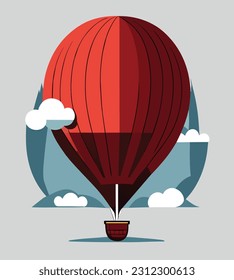 Embark on a whimsical journey with this delightful red air balloon vector illustration. The vibrant red hue of the balloon adds a touch of joy and excitement to the scene.