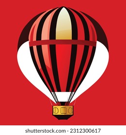 Embark on a whimsical journey with this delightful red air balloon vector illustration. The vibrant red hue of the balloon adds a touch of joy and excitement to the scene.