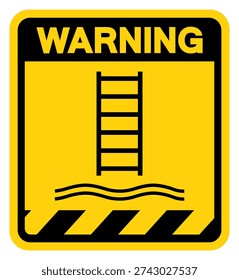 Embarkation ladder Warning Sign, Vector Illustration, Isolate On White Background Label.EPS10
