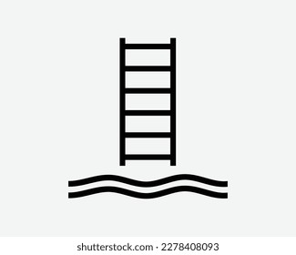 Embarkation Pilot Ladder Stairs Up Down Water Vessel Boat Black White Silhouette Sign Symbol Icon Clipart Graphic Artwork Pictogram Illustration Vector