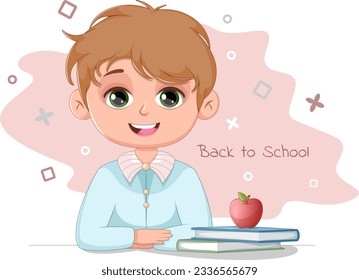 Embarking on the Path of Knowledge. Schoolboy with Textbooks