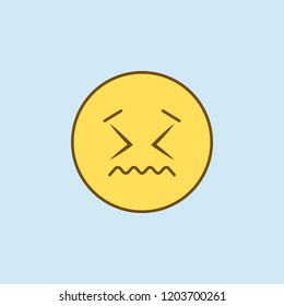 embarrassed 2 colored line icon. Simple yellow and brown element illustration. embarrassed concept outline symbol design from emoji set