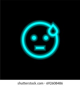 Embarrassed blue glowing neon ui ux icon. Glowing sign logo vector