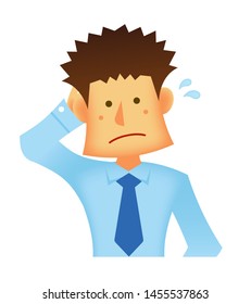 Embarrassed businessman vector illustration (Young asian businessman)