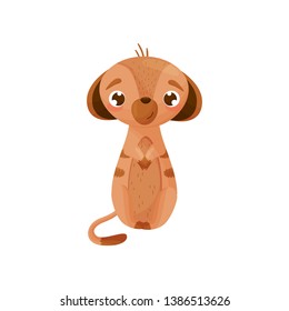 Embarrassed cartoon gopher sits. Vector illustration on white background.