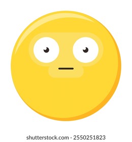 Peinlicher Emoji-Gesichtsausdruck, verwirrtes Emoticon-Symbol. Farbiger Vektorsmiley. Netter Aufkleber, Stimmung in den sozialen Medien, Emotion und Gefühl Chat-Element