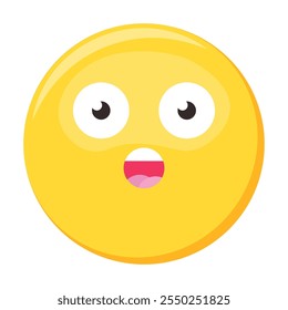 Embarrassed emoji facial expression, puzzled emoticon icon. Colorful vector smiley. Cute sticker, social media mood character, emotion and feeling chat element