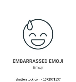 Embarrassed emoji outline vector icon. Thin line black embarrassed emoji icon, flat vector simple element illustration from editable emoji concept isolated on white background