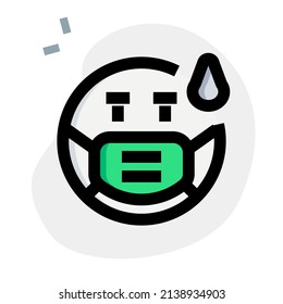 Embarrassed Emoji With A Sweat Wearing The Mask