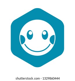 Embarrassed emoticon with flushed red cheeks icon in simple style isolated on white background