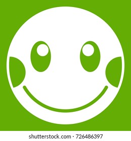 Embarrassed emoticon white isolated on green background. Vector illustration