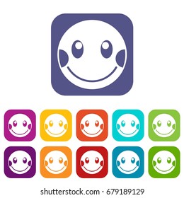 Embarrassed emoticons set vector illustration in flat style In colors red, blue, green and other