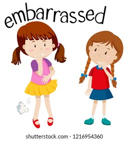 Embarrassed girl on white background illustration