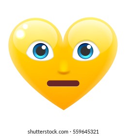 Embarrassed Heart Smile Emoticon. Embarrassed Heart Emoji. For 14th of February. For Saint Valentine's Day. Isolated Vector Illustration on White Background