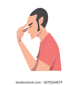 Embarrassed Man Covering his Face with Hand, Regretful Person Sorry, Apologizing and Admitting His Guilt Style Vector Illustration Cartoon Style Vector Illustration