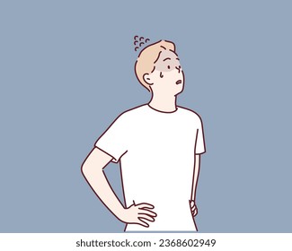 embarrassed man. Hand drawn style vector design illustrations.