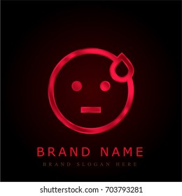 Embarrassed red chromium metallic logo