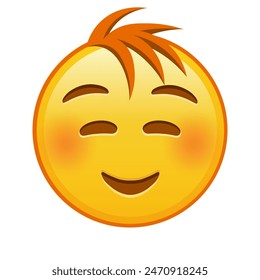Embarrassed smiling face Large size of yellow emoji smile with hair