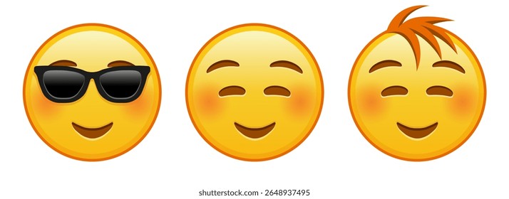 Embarrassed smiling face Set of three emoji
