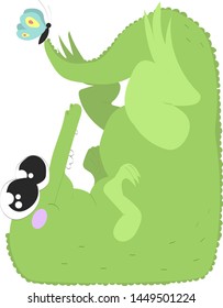 Embarrassed vector crocodile with butterfly